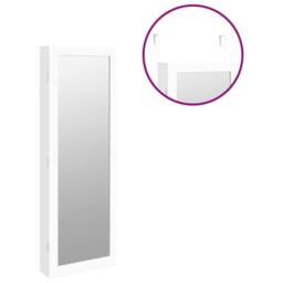 Berkfield Home Mirror Jewellery Cabinet with LED Lights Wall Mounted White - thumbnail 9
