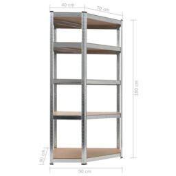 Berkfield Home Storage Shelf Silver 90x90x180 cm Steel & MDF - Size: 90 x 90 x 180 cm - thumbnail 8