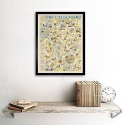 "Artery8 Map Sayer 1948 York City Streets Pictorial 12x16"" Framed Art Print in Beige - Size: W12"" x H16""" - thumbnail 2