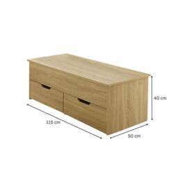 Nordara khaki Lift Top Wooden Coffee Table with 2 Large Storage Drawers in Light Oak - Size: 100 cm x 80 cm - thumbnail 2
