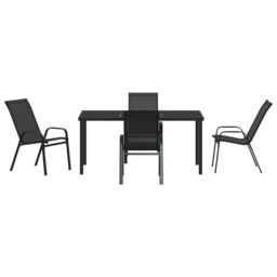 Berkfield Home 5 Piece Garden Dining Set Black Textilene & Steel - thumbnail 7