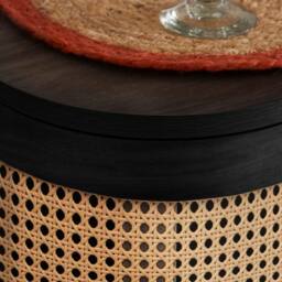 Birlea 2 Door Rattan Sideboard Curved Cupboard Sark Storage Cabinet in Black - thumbnail 5