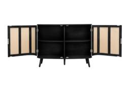 Birlea 2 Door Rattan Sideboard Curved Cupboard Sark Storage Cabinet in Black - thumbnail 8