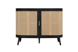 Birlea 2 Door Rattan Sideboard Curved Cupboard Sark Storage Cabinet in Black - thumbnail 7