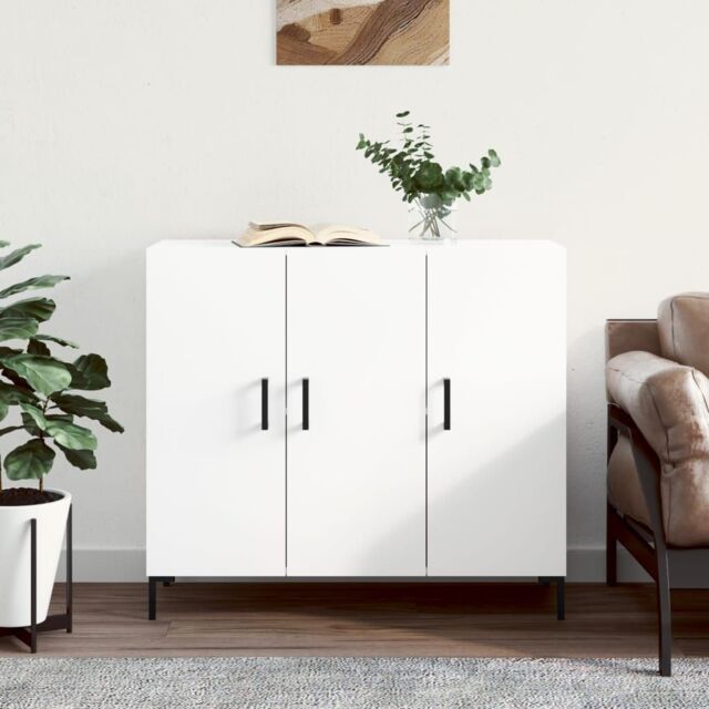 Berkfield Home Sideboard White 90x34x80 cm Engineered Wood - Size: 90 x 34 x 80 cm - image 1
