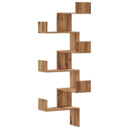 Berkfield Home Wall Corner Shelf Artisian Oak 45x45x147 cm Engineered Wood in Brown - Size: 45 x 45 x 147 cm - thumbnail 2