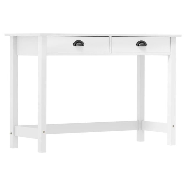 Berkfield Home Console Table Hill with 2 Drawers 110x45x74 cm Solid Pine Wood in White - Size: 110 x 45 x 74 cm - image 1