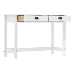 Berkfield Home Console Table Hill with 2 Drawers 110x45x74 cm Solid Pine Wood in White - Size: 110 x 45 x 74 cm - thumbnail 3