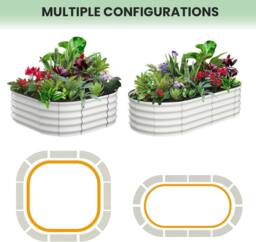 London Boutique 183x91x30cm Galvanized Steel Raised Garden Bed Outdoor Planter Boxes in Off-White - Size: 183 x 91 x 30 cm - thumbnail 8