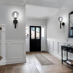 Goeco Wall Light Indoor, Modern E27 Wall Sconce with Globe Glass Ball in Black - thumbnail 3