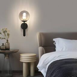 Goeco Wall Light Indoor, Modern E27 Wall Sconce with Globe Glass Ball in Black - thumbnail 2