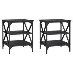 Berkfield Home Side Tables 2 pcs Black 40x42x50 cm Engineered Wood - Size: 40 x 42 x 50 cm - thumbnail 3