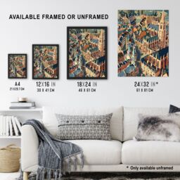 "Artery8 Oxford Cityscape Artwork Christ Church Cathedral Wall Art Print in Beige - Size: W18"" x H24""" - thumbnail 3