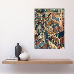 "Artery8 Oxford Cityscape Artwork Christ Church Cathedral Wall Art Print in Beige - Size: W18"" x H24""" - thumbnail 4