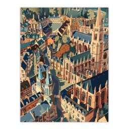"Artery8 Oxford Cityscape Artwork Christ Church Cathedral Wall Art Print in Beige - Size: W18"" x H24""" - thumbnail 1