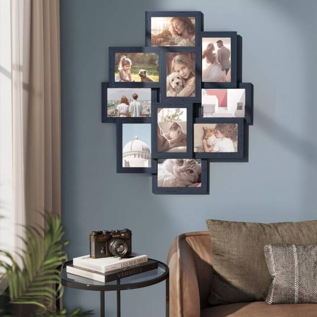 SONGMICS Wall Photo Display Set Standard Photo Frame Gallery Display in Dark Blue - image 1