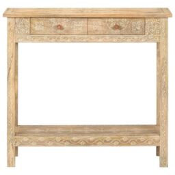Berkfield Home Console Table 80x35x74 cm Solid Mango Wood in Brown - Size: 80 x 35 x 74 cm - thumbnail 2
