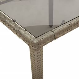 Berkfield Home Garden Table with Glass Top Grey 150x90x75 cm Poly Rattan - Size: 150 x 90 x 75 cm - thumbnail 8