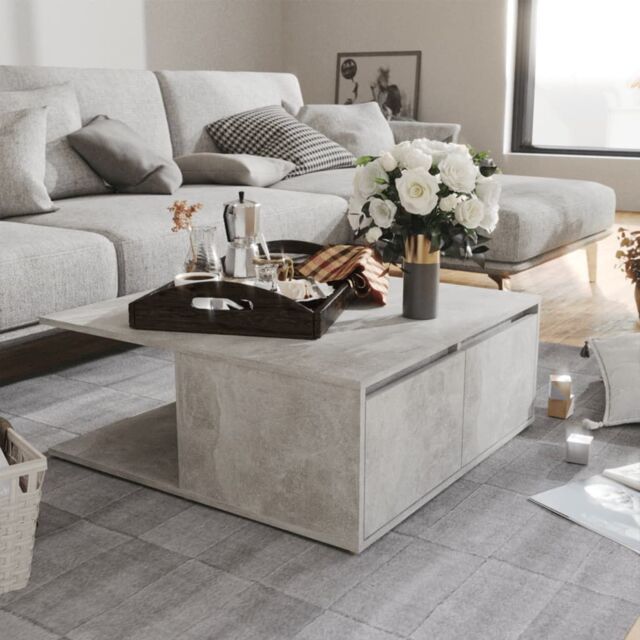 Berkfield Home Coffee Table Concrete Grey 80x80x31 cm Engineered Wood - Size: 80 x 80 x 31 cm - image 1
