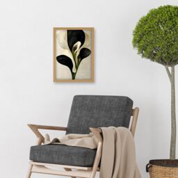 Artery8 Beautiful White Calla Lily Flower Abstract Bouquet Artwork Framed Wall Art Print A4 in Light Oak - thumbnail 2