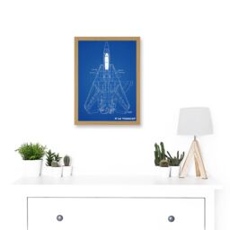 Artery8 Grumman F-14 Tomcat US Airforce Fighter Plane Aircraft Blueprint Plan Artwork Framed Wall Art Print A4 in Light Oak - thumbnail 2