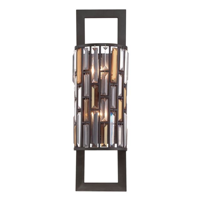 Loops Twin Wall Light Prisms of Amber Pearl & Crystal Vintage Bronze E14 60W d01292