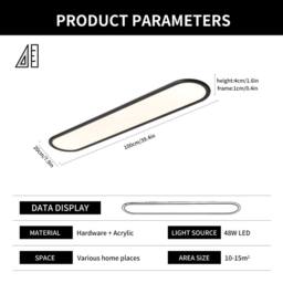 NIVOR 100cm Linear Ultra Thin Ceiling Lights 48W Dimmable LED with Remote in Black - thumbnail 2