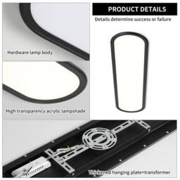 NIVOR 100cm Linear Ultra Thin Ceiling Lights 48W Dimmable LED with Remote in Black - thumbnail 8