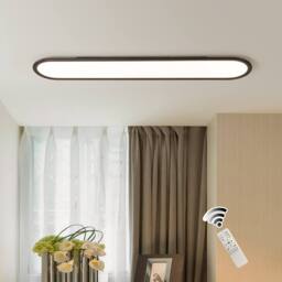 NIVOR 100cm Linear Ultra Thin Ceiling Lights 48W Dimmable LED with Remote in Black - thumbnail 1