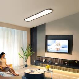 NIVOR 100cm Linear Ultra Thin Ceiling Lights 48W Dimmable LED with Remote in Black - thumbnail 6