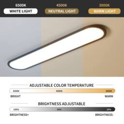 NIVOR 100cm Linear Ultra Thin Ceiling Lights 48W Dimmable LED with Remote in Black - thumbnail 3