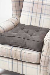 Homescapes Faux Suede Armchair Booster Cushion in Grey - Size: 50 cm x 50 cm