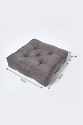 Homescapes Faux Suede Armchair Booster Cushion in Grey - Size: 50 cm x 50 cm - thumbnail 2