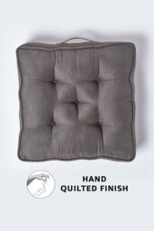 Homescapes Faux Suede Armchair Booster Cushion in Grey - Size: 50 cm x 50 cm - thumbnail 4