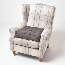 Homescapes Faux Suede Armchair Booster Cushion in Grey - Size: 50 cm x 50 cm - thumbnail 7
