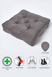 Homescapes Faux Suede Armchair Booster Cushion in Grey - Size: 50 cm x 50 cm - thumbnail 5