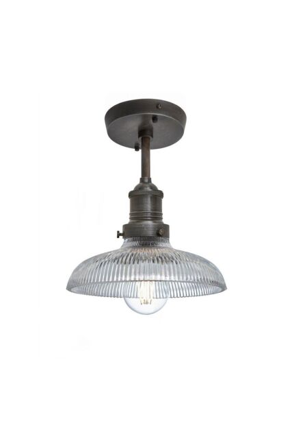 Industville Brooklyn Glass Dome Flush Mount, 8 Inch, Pewter Holder in Dark Grey - image 1