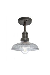 Industville Brooklyn Glass Dome Flush Mount, 8 Inch, Pewter Holder in Dark Grey - thumbnail 1