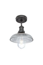 Industville Brooklyn Glass Dome Flush Mount, 8 Inch, Pewter Holder in Dark Grey - thumbnail 2
