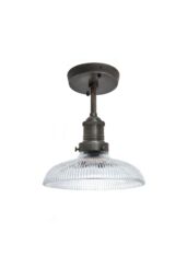 Industville Brooklyn Glass Dome Flush Mount, 8 Inch, Pewter Holder in Dark Grey - thumbnail 3