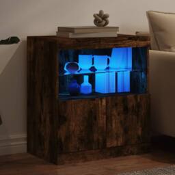 Berkfield Home Sideboard with LED Lights Smoked Oak 60x37x67 cm in Brown - Size: 60 x 37 x 67 cm - thumbnail 4
