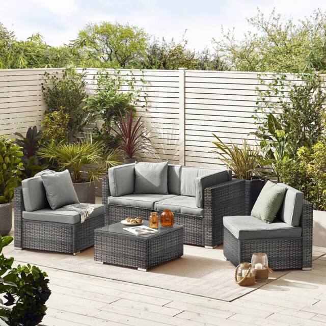 FurnitureboxUK Orlando 4 Seat Modular Outdoor Garden Rattan Sofa in Grey - image 1