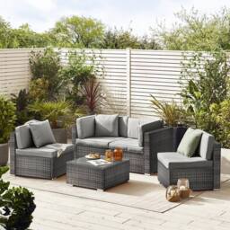 FurnitureboxUK Orlando 4 Seat Modular Outdoor Garden Rattan Sofa in Grey - thumbnail 1