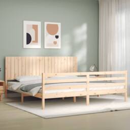 Berkfield Home Bed Frame without Mattress 200x200 cm Solid Wood in Natural - thumbnail 4