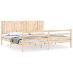 Berkfield Home Bed Frame without Mattress 200x200 cm Solid Wood in Natural - thumbnail 1