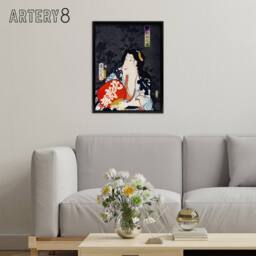 "Artery8 Ukiyo E Portrait of an Actress Framed Canvas Wall Art Print Kunichika - Size: W12"" x H16""" - thumbnail 3