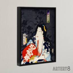 "Artery8 Ukiyo E Portrait of an Actress Framed Canvas Wall Art Print Kunichika - Size: W12"" x H16""" - thumbnail 2