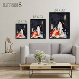 "Artery8 Ukiyo E Portrait of an Actress Framed Canvas Wall Art Print Kunichika - Size: W12"" x H16""" - thumbnail 4
