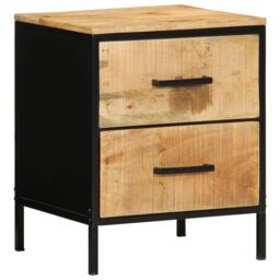 Berkfield Home Bedside Cabinets 2 pcs 40x35x50 cm Solid Wood Rough Mango in Black - Size: 40 x 35 x 50 cm - thumbnail 2