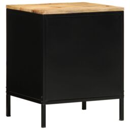 Berkfield Home Bedside Cabinets 2 pcs 40x35x50 cm Solid Wood Rough Mango in Black - Size: 40 x 35 x 50 cm - thumbnail 8